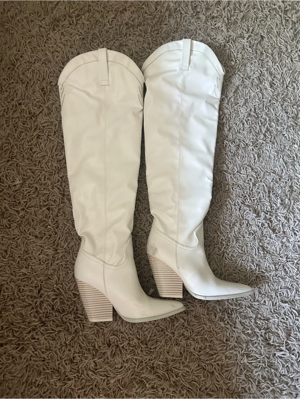 White Over-the-Knee Wedge Boots